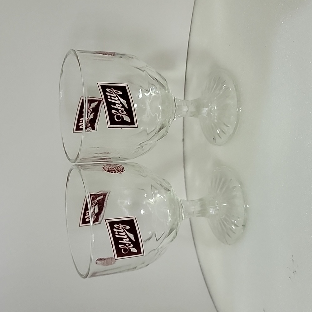 Vintage Schlitz Beer Thumbprint Glasses